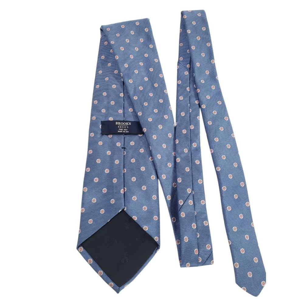 Brooks Basics Mens Tie Necktie‎ Designer Luxury Blue Pink Polka Dots Baby Shower
